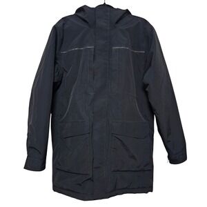 Lands End Black Hooded Parka Winter Minimalist Gorpcore Utility Insulated Mens M